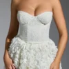 Abito a corsetto con applicazioni floreali decorato Camellia in bianco Abito a corsetto con applicazioni floreali decorato Camellia in bianco