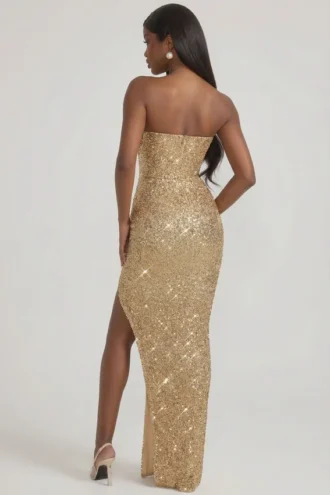 Abito a corsetto decorato Jasella in oro