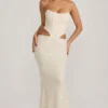 Abito a corsetto drappeggiato con cut-out decorato Saphira in bianco Abito a corsetto drappeggiato con cut-out decorato Saphira in bianco