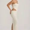 Abito a corsetto drappeggiato con cut-out decorato Saphira in bianco Abito a corsetto drappeggiato con cut-out decorato Saphira in bianco