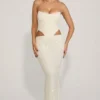 Abito a corsetto drappeggiato con cut-out decorato Saphira in bianco Abito a corsetto drappeggiato con cut-out decorato Saphira in bianco