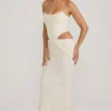 Abito a corsetto drappeggiato con cut-out decorato Saphira in bianco Abito a corsetto drappeggiato con cut-out decorato Saphira in bianco
