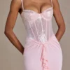 Abito a corsetto in pizzo decorato Beatrix Premium in rosa confetto Abito a corsetto in pizzo decorato Beatrix Premium in rosa confetto