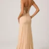 Abito a sirena con corsetto decorato Lysana in beige floreale Abito a sirena con corsetto decorato Lysana in beige floreale