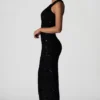 Abito asimmetrico con cut-out decorato Persephone, nero