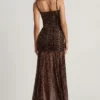 Abito corsetto asimmetrico con ruches Haruna con stampa leopardata