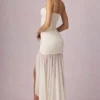 Abito corsetto asimmetrico con ruches Haruna in avorio