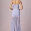 Abito corsetto asimmetrico con ruches Haruna in lilla