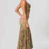 Abito corsetto asimmetrico con ruches Haruna in stampa floreale multicolore Abito corsetto asimmetrico con ruches Haruna in stampa floreale multicolore