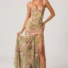 Abito corsetto asimmetrico con ruches Haruna in stampa floreale multicolore Abito corsetto asimmetrico con ruches Haruna in stampa floreale multicolore