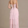 Abito corsetto con collo a cappuccio decorato Arlette Premium in rosa confetto