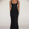 Abito corsetto con scollo morbido e applicazioni decorative Vasanta in nero