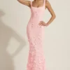 Abito corsetto con scollo morbido e applicazioni decorative Vasanta in rosa