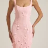 Abito corsetto con scollo morbido e applicazioni decorative Vasanta in rosa