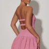 Abito corto a corsetto con orlo a palloncino e cut-out Lavinia in rosa antico Abito corto a corsetto con orlo a palloncino e cut-out Lavinia in rosa antico