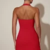 Abito corto A-line con scollo all’americana e dettagli a cuore Lenore in rosso