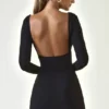 Abito corto A-line con scollo profondo e ruches in TENCEL™ Modal, colore nero Abito corto A-line con scollo profondo e ruches in TENCEL™ Modal, colore nero