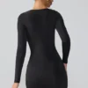 Abito corto a maniche lunghe con scollo a V in jersey slinky Oakley, colore nero