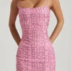 Abito corto aderente con scollo rotondo e decorazioni Lunetta in rosa Abito corto aderente con scollo rotondo e decorazioni Lunetta in rosa