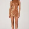 Abito corto con collo alto decorato Romilly in bronzo Abito corto con collo alto decorato Romilly in bronzo