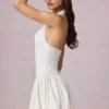 Abito corto Haddie in modal con ricamo inglese e scollo all’americana, bianco Abito corto Haddie in modal con ricamo inglese e scollo all’americana, bianco
