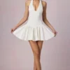Abito corto Haddie in modal con ricamo inglese e scollo all’americana, bianco Abito corto Haddie in modal con ricamo inglese e scollo all’americana, bianco