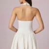 Abito corto Haddie in modal con ricamo inglese e scollo all’americana, bianco Abito corto Haddie in modal con ricamo inglese e scollo all’americana, bianco