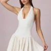 Abito corto Haddie in modal con ricamo inglese e scollo all’americana, bianco Abito corto Haddie in modal con ricamo inglese e scollo all’americana, bianco