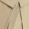 Abito corto plissettato con scollo incrociato in twill intrecciato Bruna, colore taupe Abito corto plissettato con scollo incrociato in twill intrecciato Bruna, colore taupe