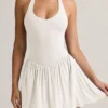 Abito corto Reanna in modal con scollo all’americana e schiena scoperta, colore bianco Abito corto Reanna in modal con scollo all’americana e schiena scoperta, colore bianco