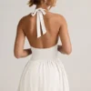 Abito corto Reanna in modal con scollo all’americana e schiena scoperta, colore bianco Abito corto Reanna in modal con scollo all’americana e schiena scoperta, colore bianco