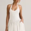 Abito corto Reanna in modal con scollo all’americana e schiena scoperta, colore bianco Abito corto Reanna in modal con scollo all’americana e schiena scoperta, colore bianco