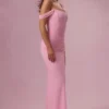 Abito da damigella d’onore Naelle in rete drappeggiata, rosa zucchero filato Abito da damigella d’onore Naelle in rete drappeggiata, rosa zucchero filato