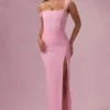 Abito da damigella d’onore Naelle in rete drappeggiata, rosa zucchero filato Abito da damigella d’onore Naelle in rete drappeggiata, rosa zucchero filato