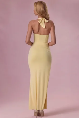 Abito da damigella in jersey con effetto corsetto Olivette, giallo burro