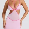 Abito da sera Bella con bordi a contrasto e cut-out in rosa tenue Abito da sera Bella con bordi a contrasto e cut-out in rosa tenue