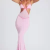 Abito da sera Bella con bordi a contrasto e cut-out in rosa tenue Abito da sera Bella con bordi a contrasto e cut-out in rosa tenue