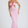 Abito da sera Bella con bordi a contrasto e cut-out in rosa tenue Abito da sera Bella con bordi a contrasto e cut-out in rosa tenue