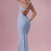 Abito da sera Lillienne con scollo a cuore in pizzo, colore blu polvere Abito da sera Lillienne con scollo a cuore in pizzo, colore blu polvere