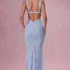 Abito da sera Lillienne con scollo a cuore in pizzo, colore blu polvere Abito da sera Lillienne con scollo a cuore in pizzo, colore blu polvere