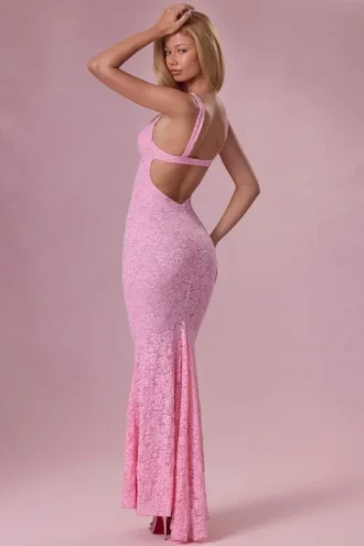 Abito da sera Lillienne in pizzo con scollo a cuore in rosa cipria Abito da sera Lillienne in pizzo con scollo a cuore in rosa cipria