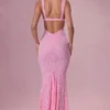 Abito da sera Lillienne in pizzo con scollo a cuore in rosa cipria Abito da sera Lillienne in pizzo con scollo a cuore in rosa cipria