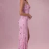 Abito lungo a corsetto decorato Primara in rosa zucchero filato Abito lungo a corsetto decorato Primara in rosa zucchero filato
