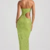 Abito lungo a fascia con cut-out decorato Alamea in verde pera Abito lungo a fascia con cut-out decorato Alamea in verde pera