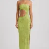 Abito lungo a fascia con cut-out decorato Alamea in verde pera Abito lungo a fascia con cut-out decorato Alamea in verde pera