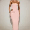 Abito lungo a fascia con cut-out in morbido jersey Zorya, rosa