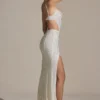 Abito lungo a sirena con cut-out decorato Lucienne in bianco Abito lungo a sirena con cut-out decorato Lucienne in bianco