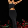 Abito lungo asimmetrico con cut-out in jersey Kalina, nero Abito lungo asimmetrico con cut-out in jersey Kalina, nero