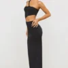 Abito lungo asimmetrico con cut-out in jersey Kalina, nero Abito lungo asimmetrico con cut-out in jersey Kalina, nero