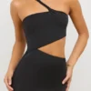 Abito lungo asimmetrico con cut-out in jersey Kalina, nero Abito lungo asimmetrico con cut-out in jersey Kalina, nero